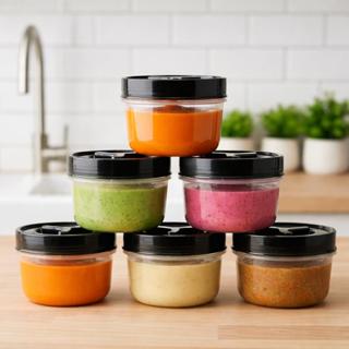 kit Pote 300ml Tampa De Rosca Papinha Condimento Jogo De Mantimentos Organizador hermetico Multiuso em Oferta na Shopee