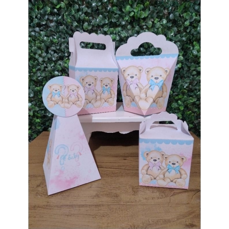 20 Personalizados chá Revelação Ursinho, caixinhas lembrancinhas para festa de aniversário, chá de bebê