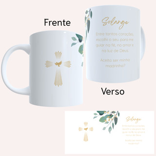 Caneca Porcelana Personalizada Nome Madrinha Cruz Religiosa Dinda Católica Evangélica