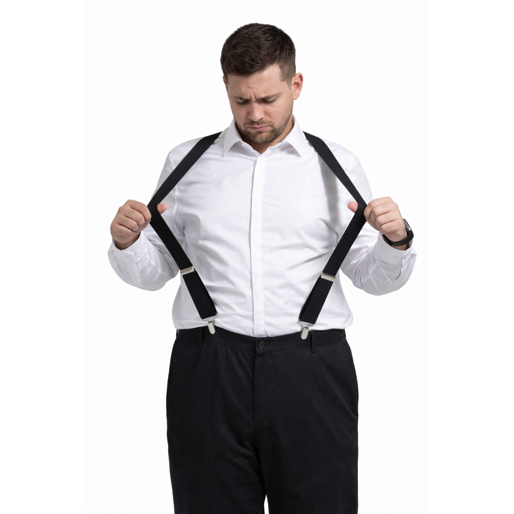 Largo 3.5 Cm Suspensório Prata Cinza Claro Masculino  Feminino Ajustável