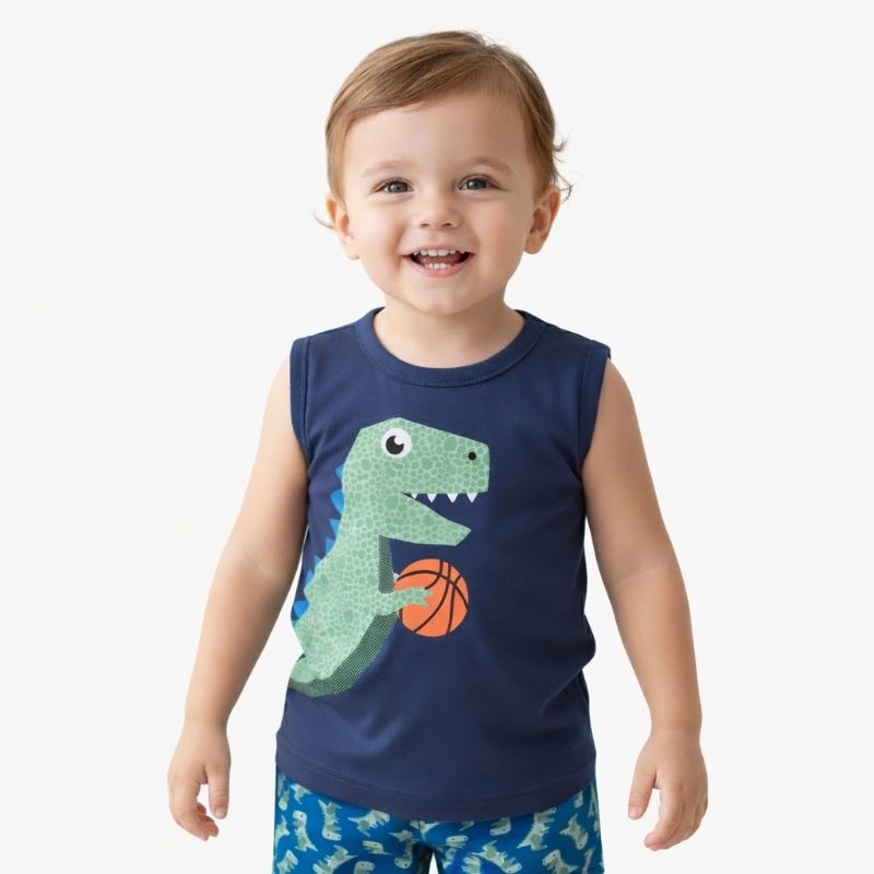 Conjunto Masculino Infantil Estampado Cavadinho – Camiseta + Shorts – Tamanhos 1 ao 4 - Verão - Vai modelos variados