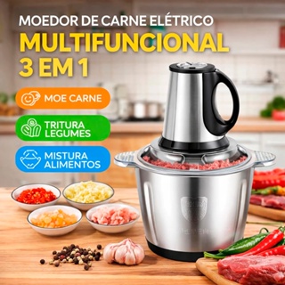 Moedor de Carne Elétrico Multifuncional 3 em 1 para Carne, Legumes e Alimentos – Potente em Oferta na Shopee