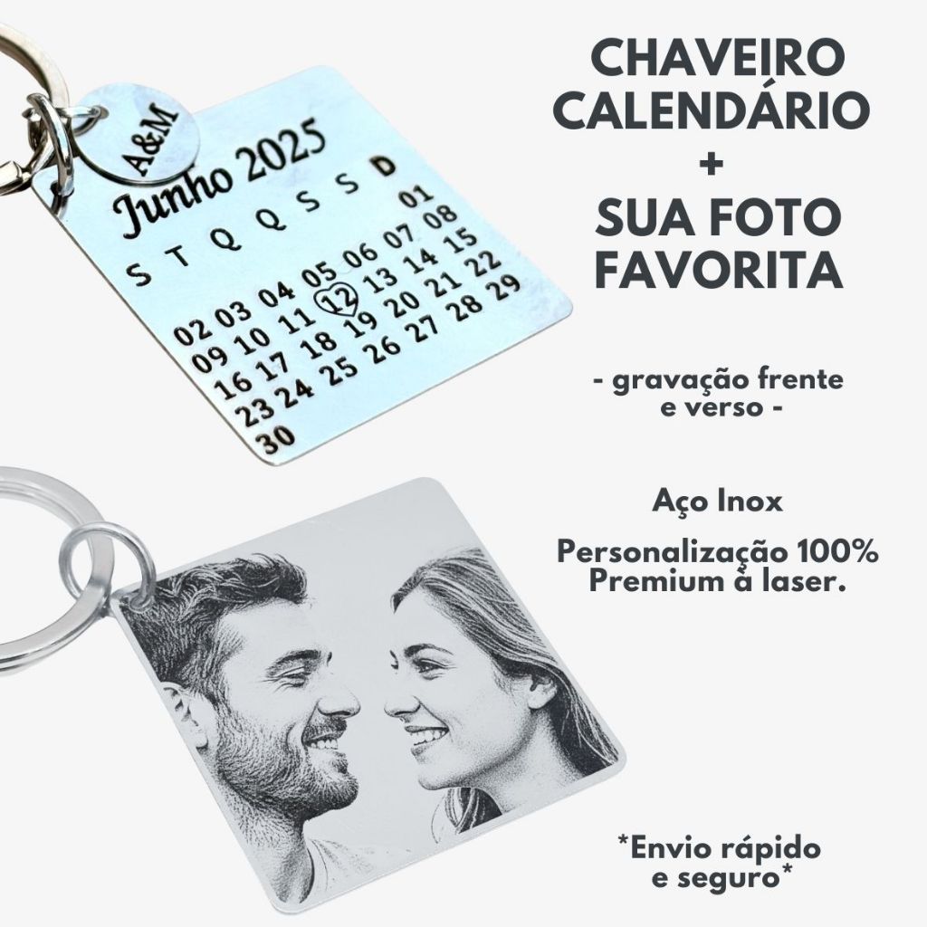 Chaveiro Calendário Personalizado Data Especial Gravado a Laser Inox em Oferta na Shopee