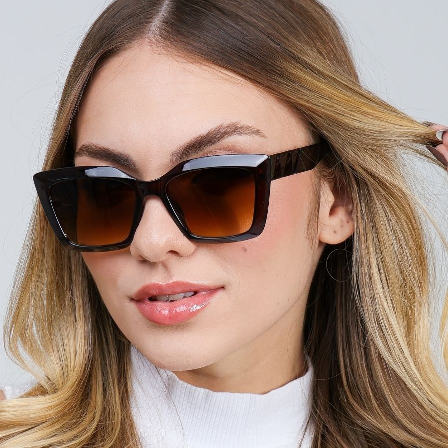 Óculos de Sol Feminino Slim Fininho Triangular Moda Praia Urbana Luxuoso Estiloso Oferta Envio Hoje