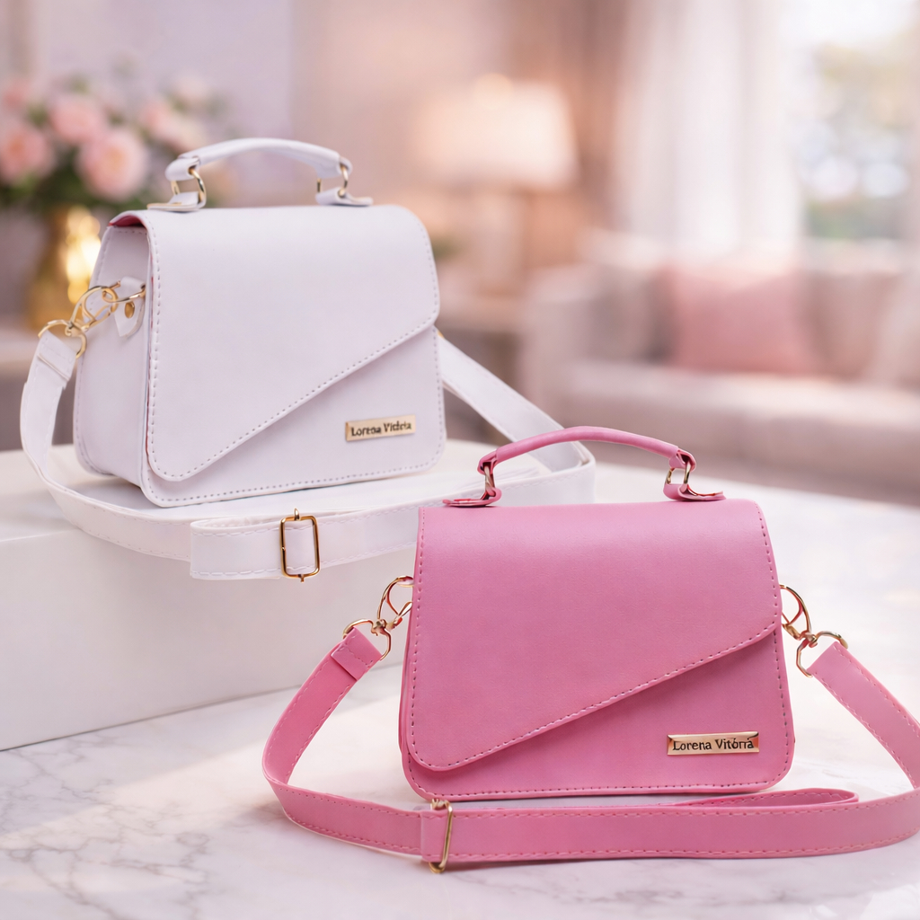 KIT 2 BOLSAS MINI TRANSVERSAL ESTILO MALETA ALÇA COM REGULAGEM