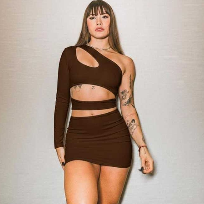 Vestido Mini Recortes Suplex Moda Blogueira Noturna