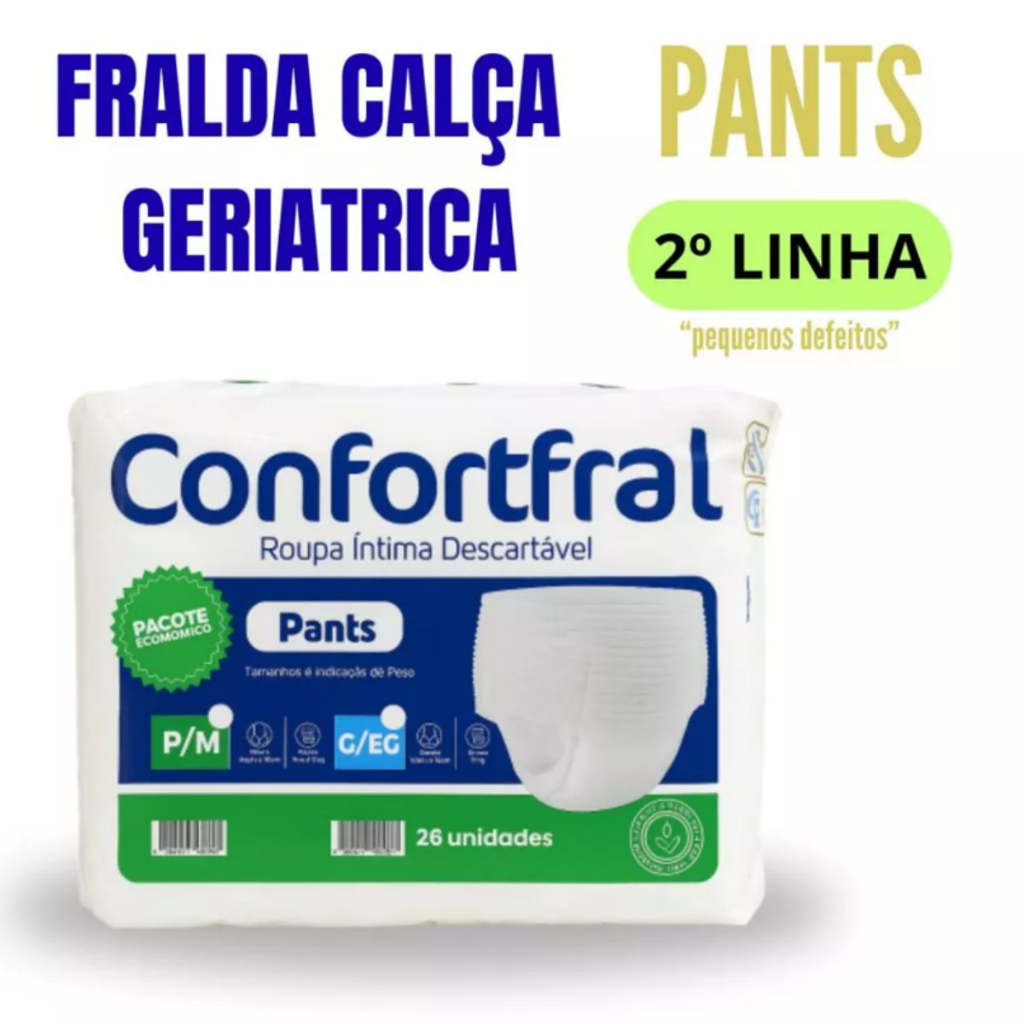 FRALDA SEGUNDA LINHA CONFORTFRAL PANTS CALÇA P/M G/XG COM 26