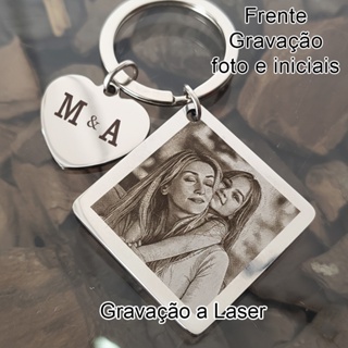 Chaveiro  Inox para presentes - Fotogravação - namorados - aniversários - presente - casais -Coração em Oferta na Shopee