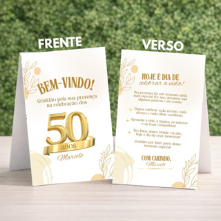 Kit 10 a 30 Plaquinhas de Agradecimento - Centro de Mesa (50 anos - dourado) em Oferta na Shopee