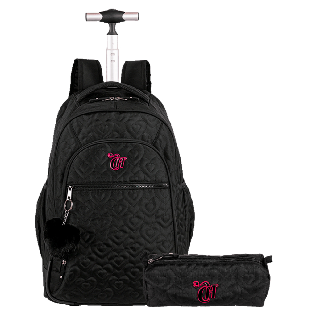 Mochila Carrinho Grande + Estojo Capricho Crush Preto Preto Capricho Crush