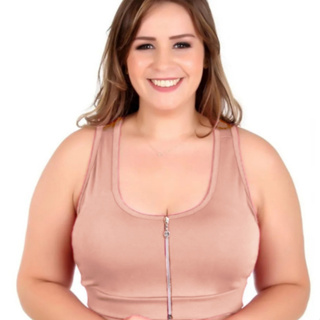 Top Fitness Plus Size Com Ziper E Bojo Removível  WOLFOX em Oferta na Shopee