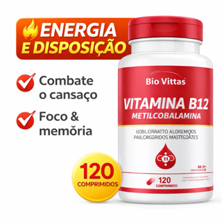 Vitamina B12 Metilcobalamina(120 Comprimidos 1000mg Mastigáveis Sabor Frutas Vermelhas)-Bio Vittas em Oferta na Shopee