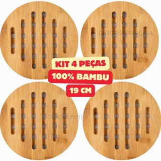 Kit Descanso de Panela em Bambu 19 cm - 4 unidades