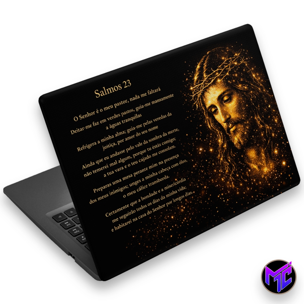Skin Adesivo para Notebook (parte externa) Jesus, Salmos 23, em Alta Qualidade