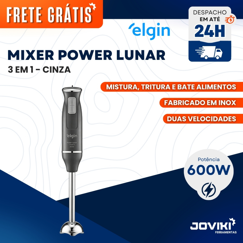 Mixer Power Lunar Inox Cinza 3 Em 1 600W Elgin 220V