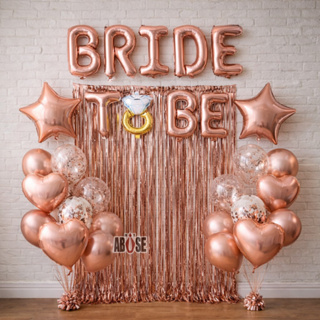 Kit Despedida de Solteira Completo Balões Bride to Be + 22 Balão + Cortina Metalizada Ouro Rose Chá de Lingerie em Oferta na Shopee