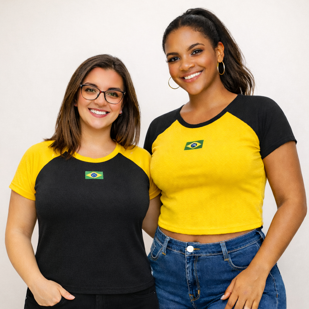 baby tee Feminina Brasil manguinha Copa Slim e Midi Size veste do 34 ao 50 PP ao G1 Baby tee em Oferta na Shopee