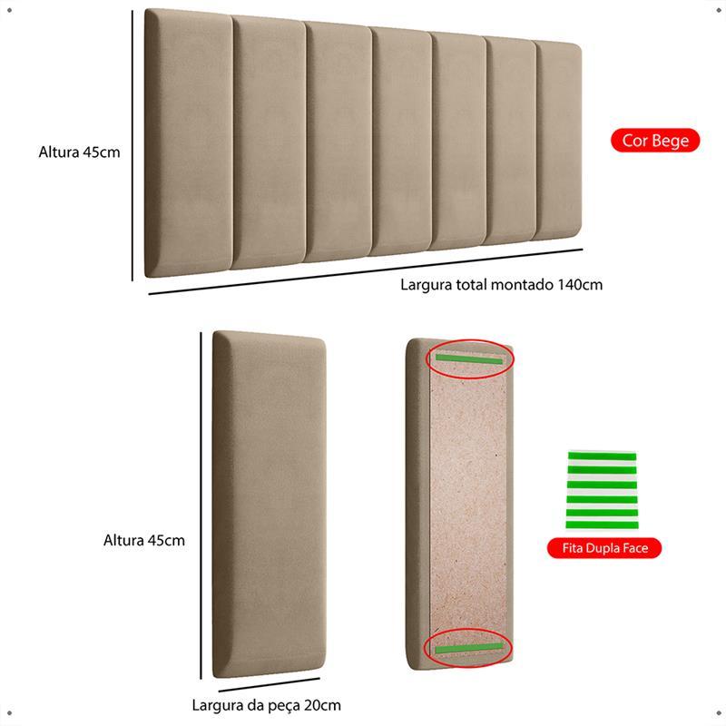 Cabeceira de Cama Adesiva Kit Completo Estofada em Módulos - Envio Imediato