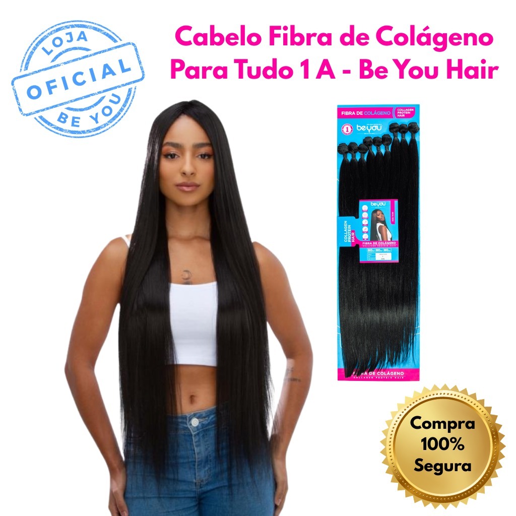 Cabelo Liso 1A Fibra de Colágeno 80cm 320g 10 Telas Para Tudo Be You em Oferta na Shopee