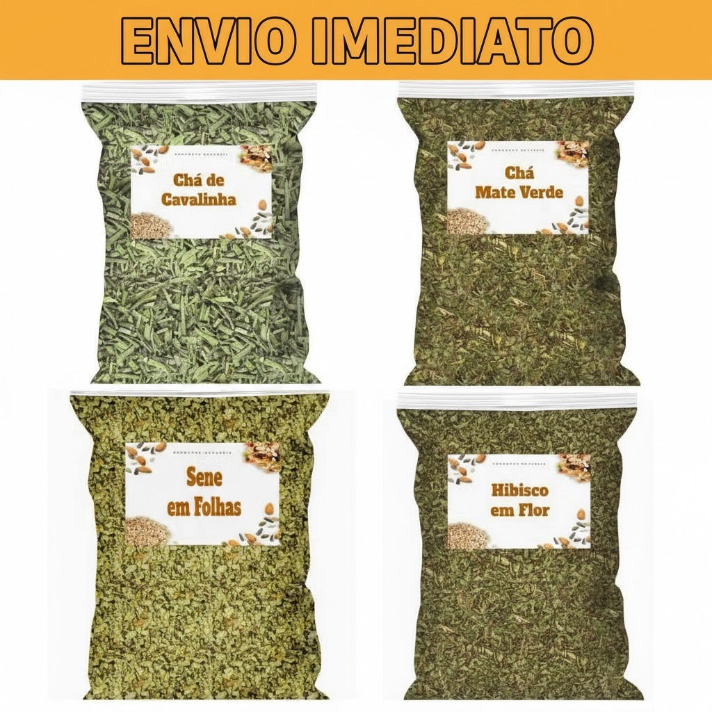 Kit Chá Natural  Cavalinha, Hibisco, Chá Verde e Sene Ervas Secas para Infusão em Oferta na Shopee