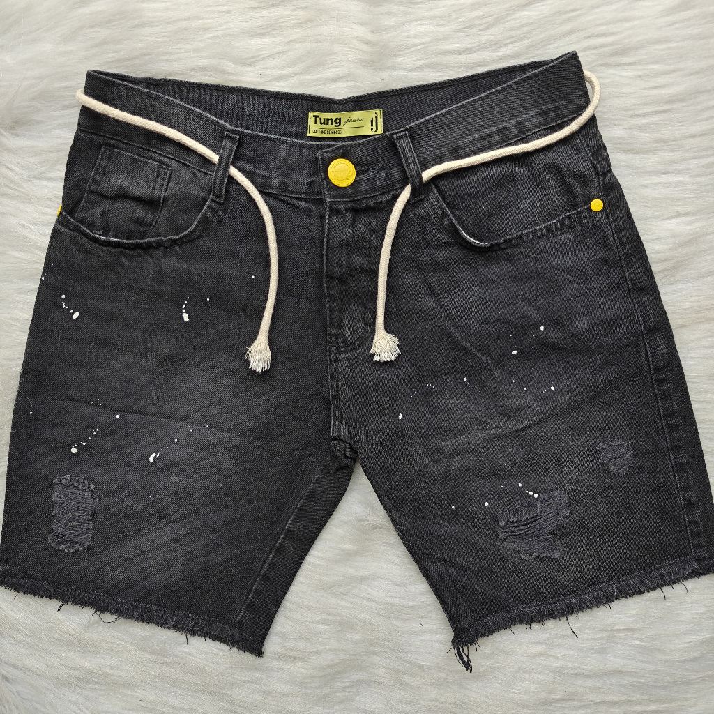 (Novos modelos)Bermuda Jeans Short jogador masculinos Jeans rasgados Jeans preto versátil