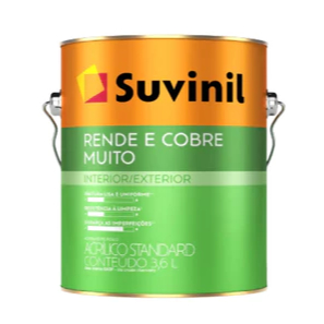 Suvinil Acrílico Standard Rende e Cobre Muito Fosco 3,6L - Cores