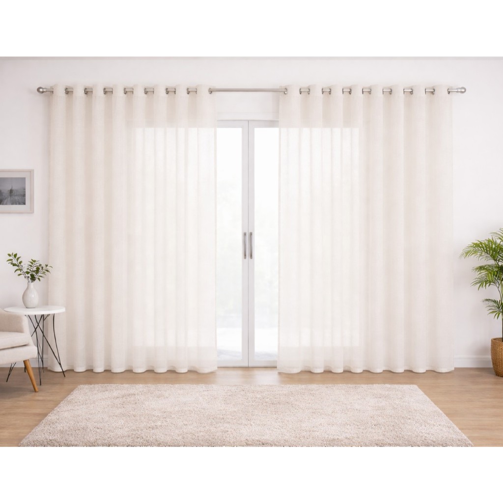 Cortina Voil Linho TRANSPARENTE Gaze 5m x (Altura você escolhe) Para Decoração Sala Quarto Escritório