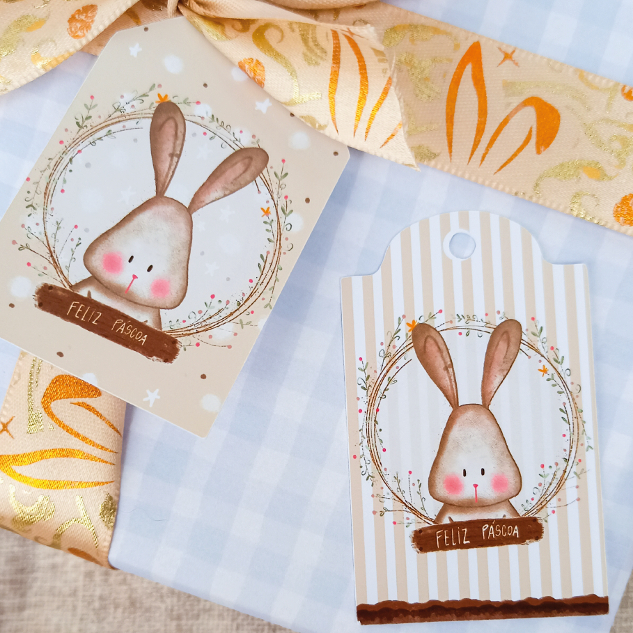 Tag de Páscoa - Coelhinho Aquarela Sortido- 30/50/100 Unidades em Oferta na Shopee