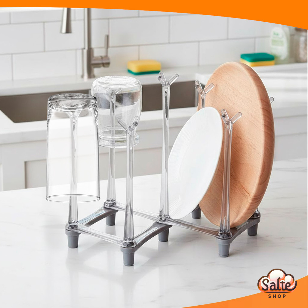 Suporte Escorredor 7 Copos Retrátil  Secagem Rápida e Organizador de Cozinha Design Cozinha Moderna