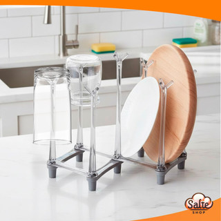 Suporte Escorredor 7 Copos Retrátil  Secagem Rápida e Organizador de Cozinha Design Cozinha Moderna