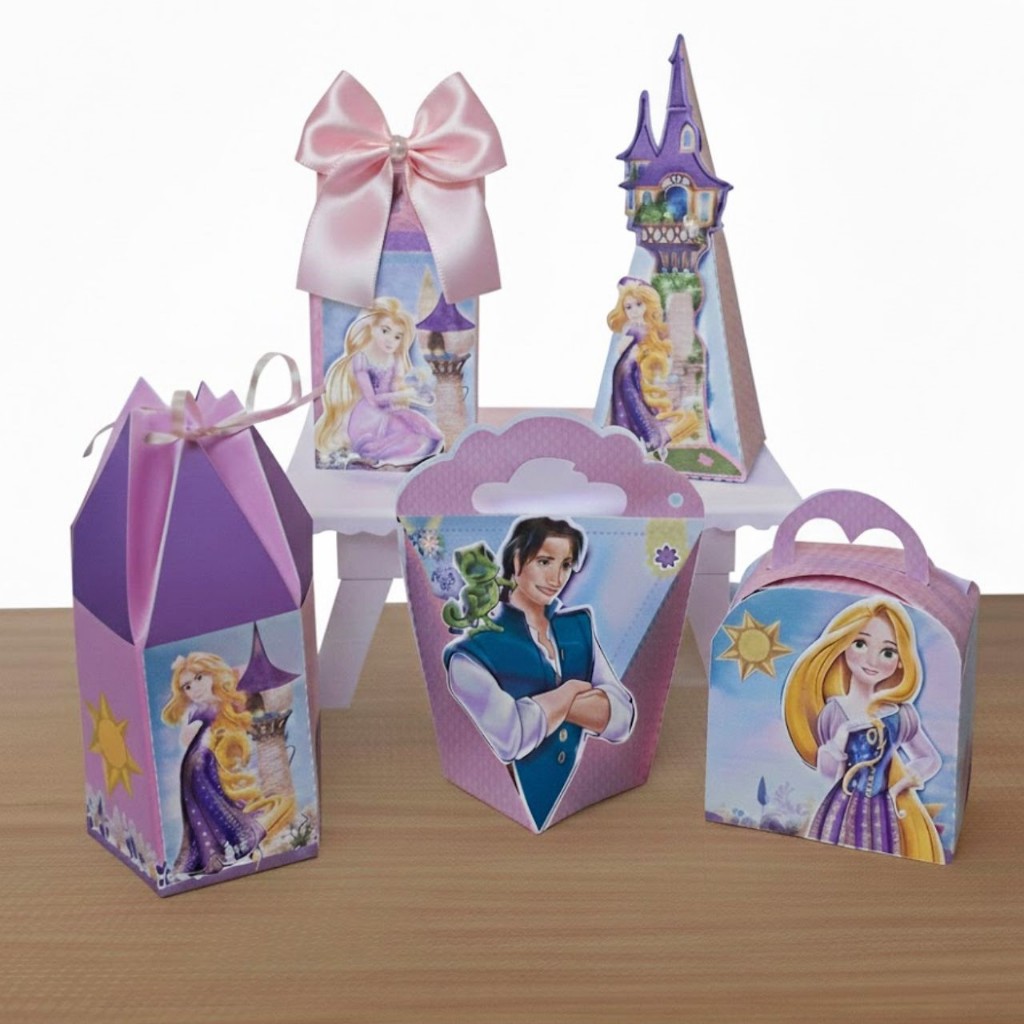CAIXINHAS PERSONALIZADAS RAPUNZEL PEGUE E MONTE  CAIXINHAS LEMBRANCINHAS