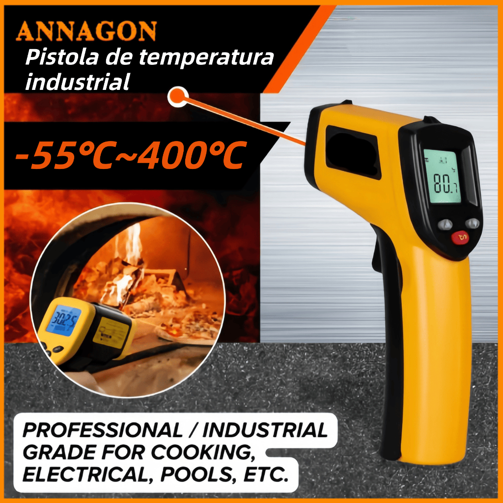 Termômetro Digital Infravermelho Cozinha e comida Laser Medição Temperatura Industrial -55ºc - 400ºc