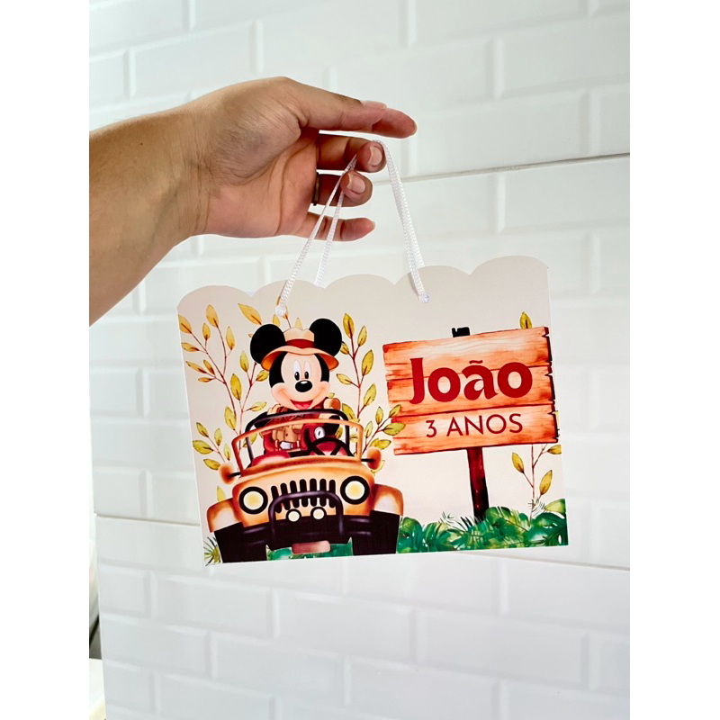 Sacolinhas Pegue e Monte Mickey Safari | Aniversário Mickey Safari | Lembrancinhas  | Sacolinha Personalizada