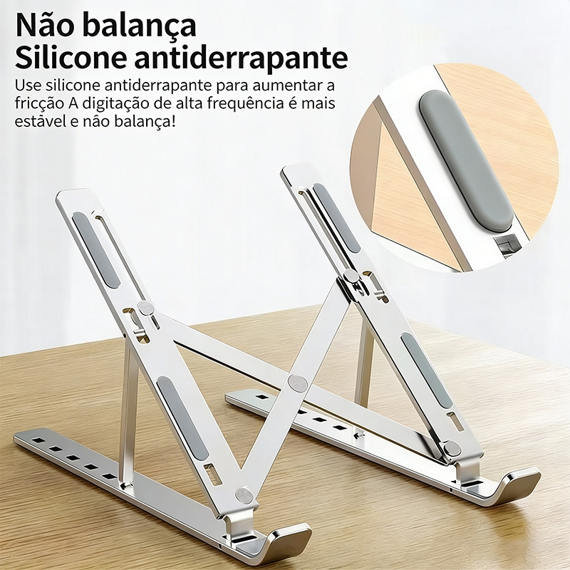 Suporte para laptop de alumínio dobrável, portátil, ajustável, para laptops de 10 a 17 polegadas em Oferta na Shopee