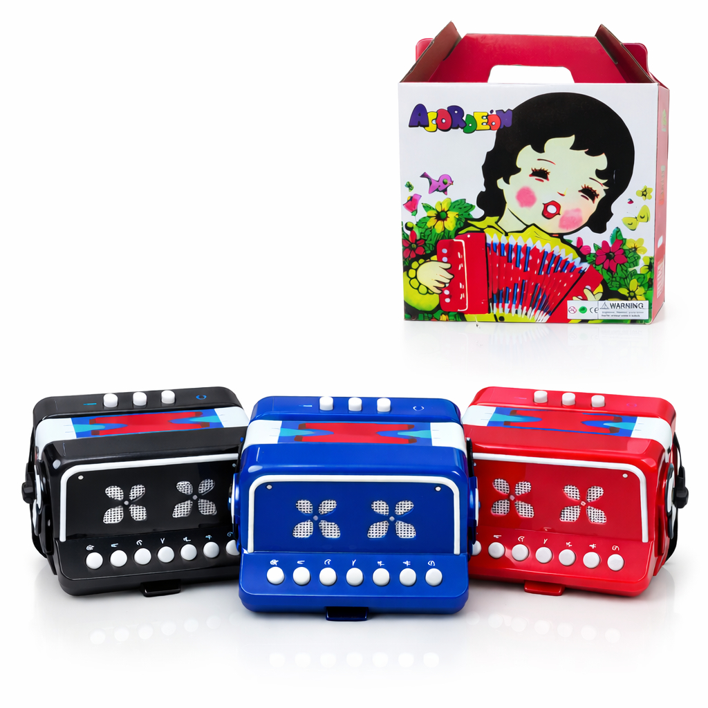 Brinquedo Musical Sanfona Acordeon 7 Teclas 2 Baixos Semiprofissional Montessori Gaita