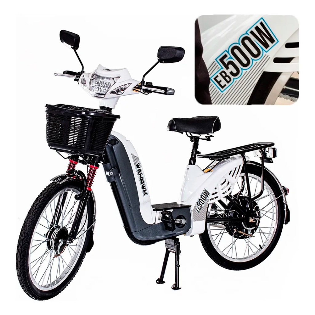 Bicicleta Scooter Elétrica 500w WeHawk WX-01 EB500 Motor Bateria Chumbo 48V 12Ah Cores Variadas em Oferta na Shopee