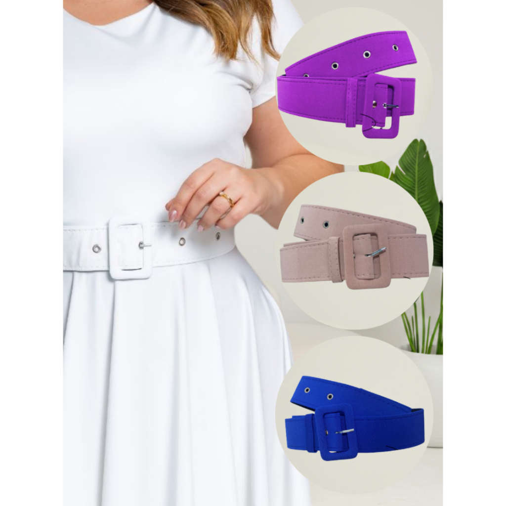 Cinto forrado colorido com fecho para Vestidos e Saias. em Oferta na Shopee