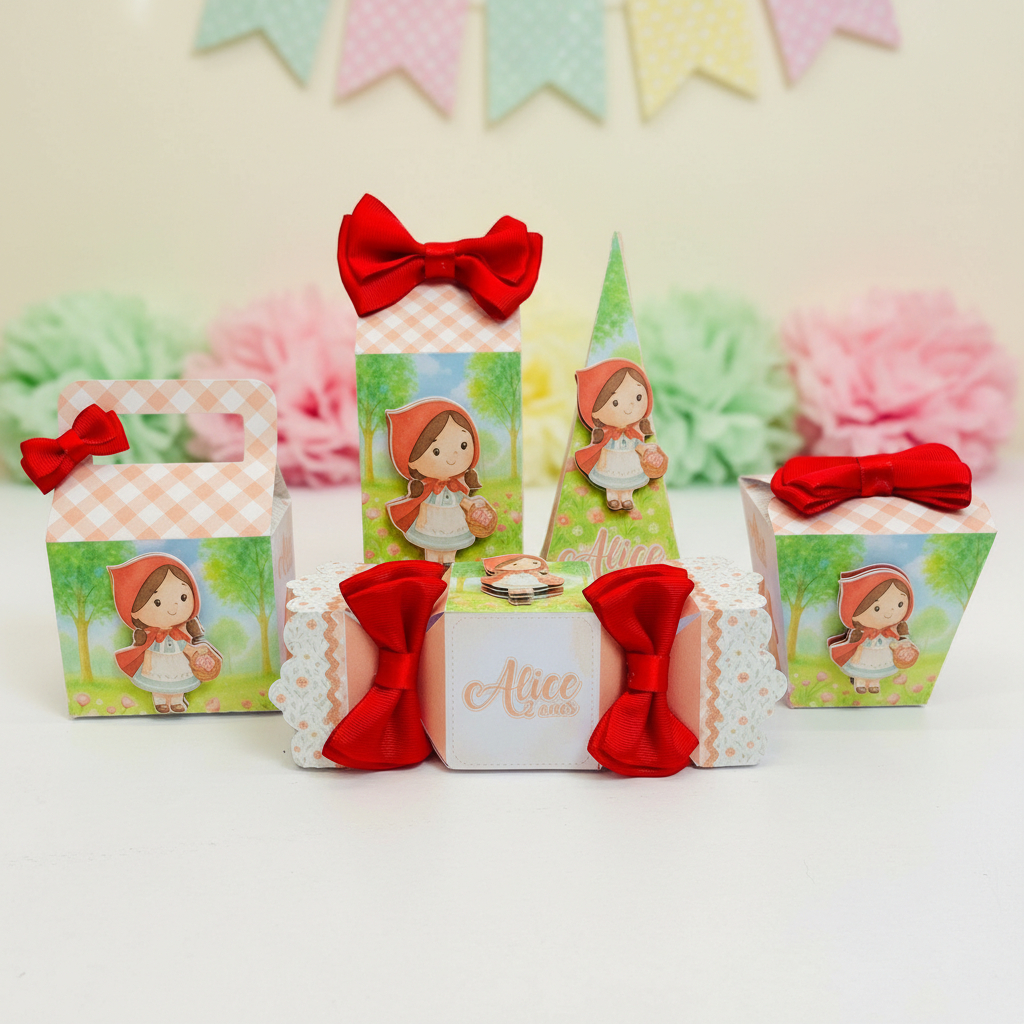 Caixinhas Chapeuzinho Vermelho Menina Personalizada nome e idade pegue e monte | Lembrancinha Festa Infantil |10/15/20/3