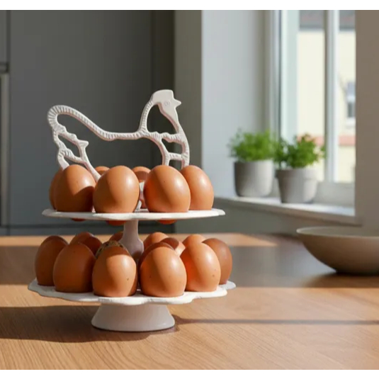 Porta Ovos Farmhouse Suporte 30 Ovos Galinha Vintage Decorativa Caixa Organizadora Cesto A...