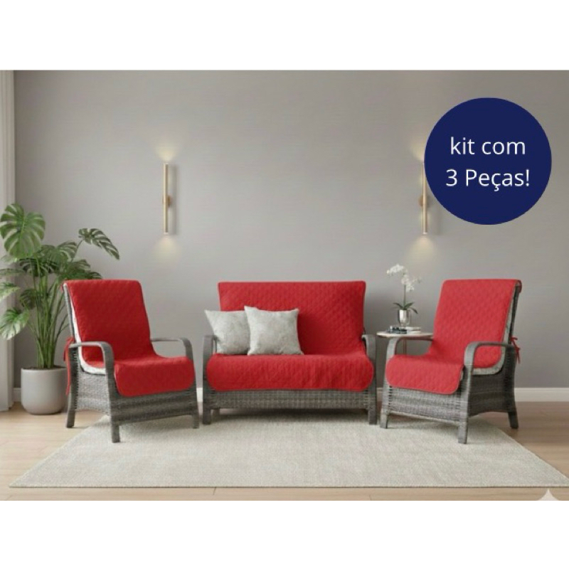 Capa para poltronas namoradeira 2 lug 1.05 + 2 capa poltronas 55cm sem braços Promoção