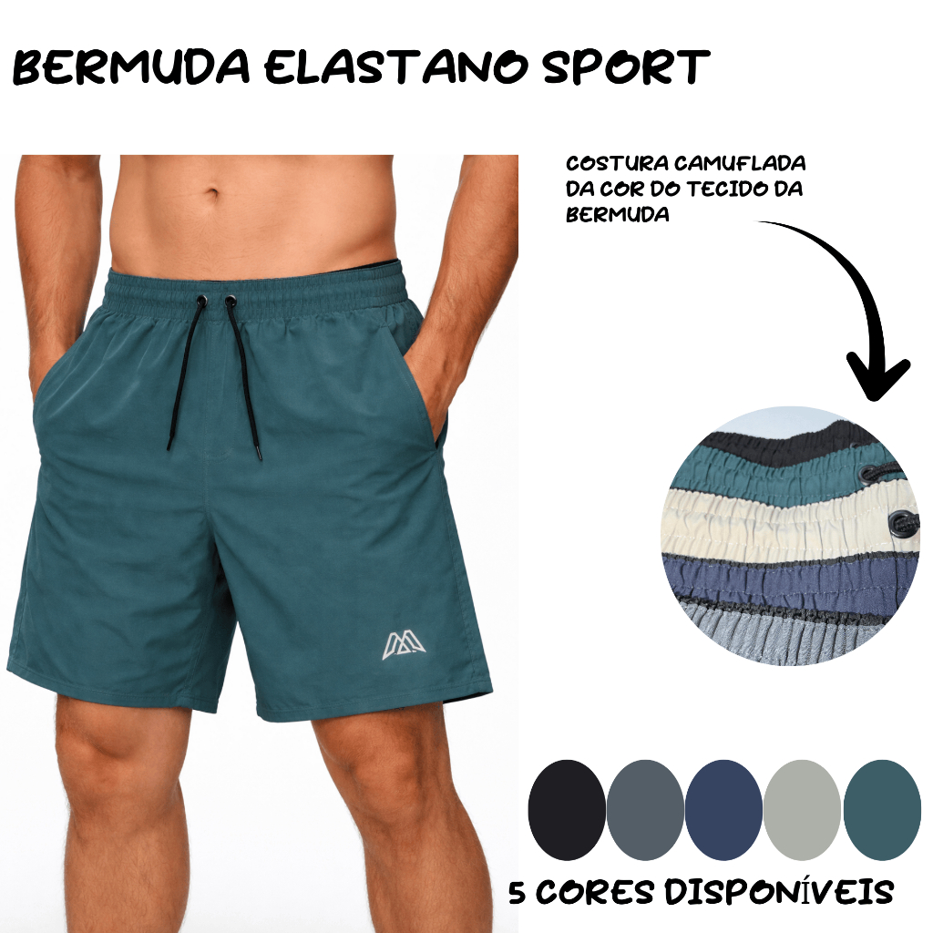 Bermuda Elastano Sport Masculino MECS WEAR Academia Futebol Corrida Tecido respirável 2 Bolsos Laterais Envio Imediato