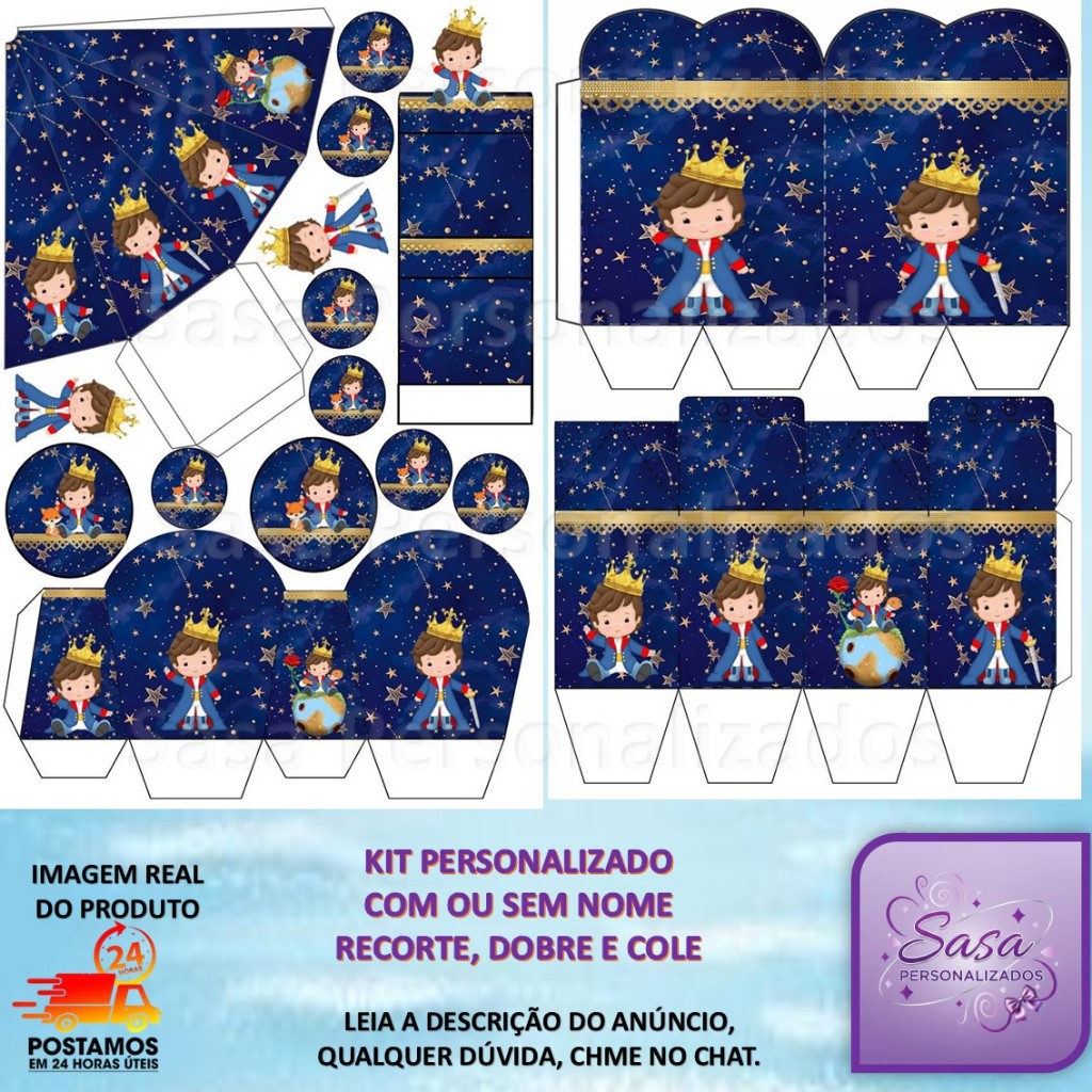 TEMA PEQUENO PRÍNCIPE LEMBRANCINHA COM 80/160 ITENS PERSONALIZADA COM OU SEM NOME em Oferta na Shopee