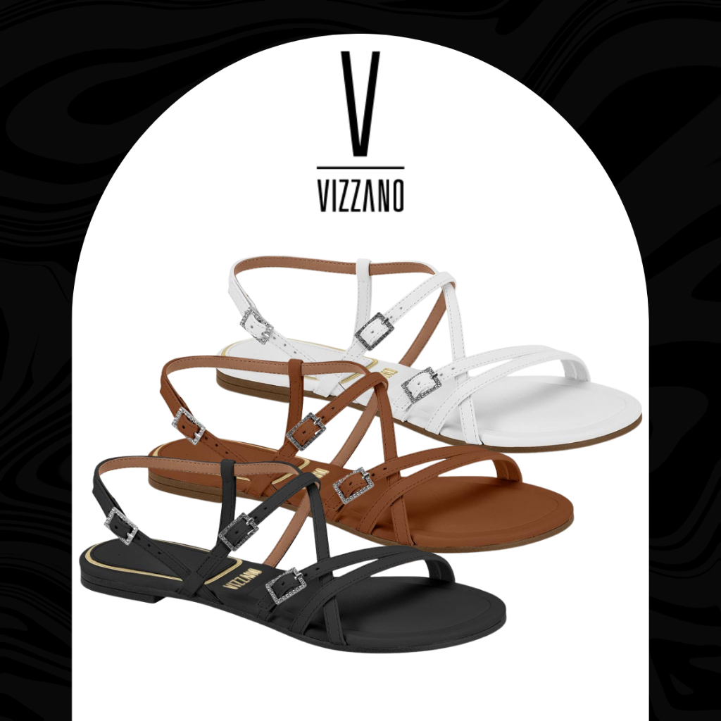 Sandália Rasteirinha Vizzano Ajuste Afivelado Elegante Confortável Trabalho Dia a Dia Festas em Oferta na Shopee