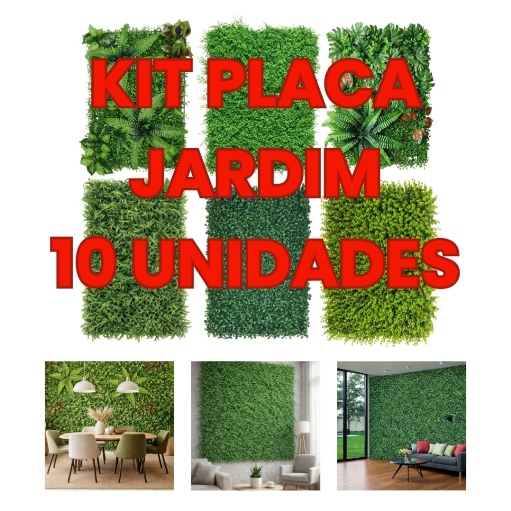 Kit 10 Placa Jardim Vertical Artificial Grande 40CM x 60CM = 2,40m2