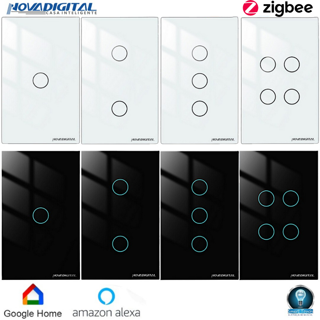 Interruptor Zigbee Nova Digital Botão Touch Bivolt Para Configurar é Necessário Hub Smartlife Alexa