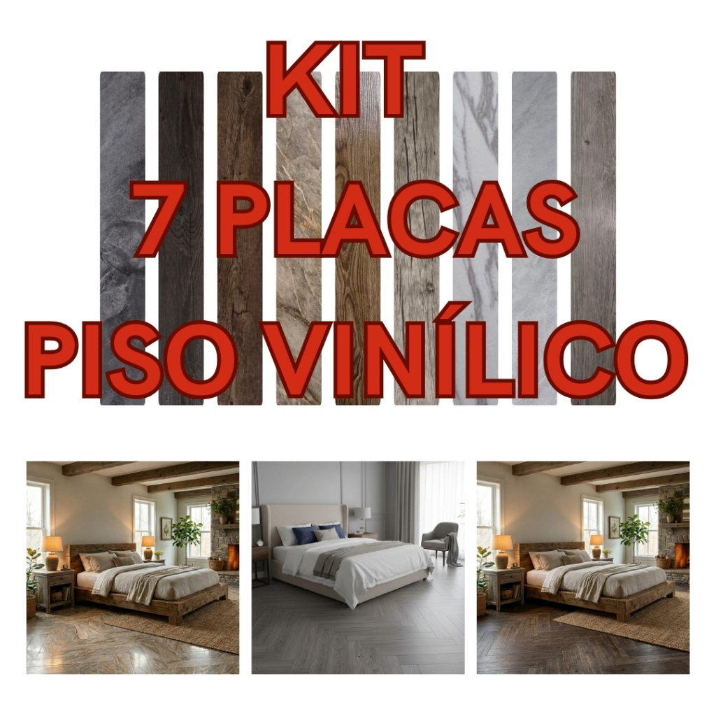 Piso Madeira Vinilico Autocolante 7 Placas 91,4x15,2cm = 1m2