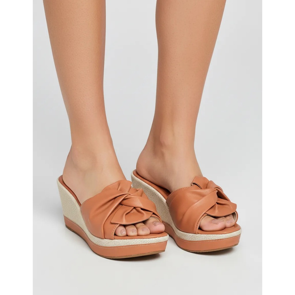 Sandália Anabela Tamanco Salto Baixo Confortável Com Amarração Salto 7 cm do 33 ao 41