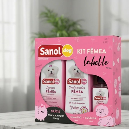 Kit Sanol Femea Labelle (Shampoo/Condicionador/Colonia) em Oferta na Shopee