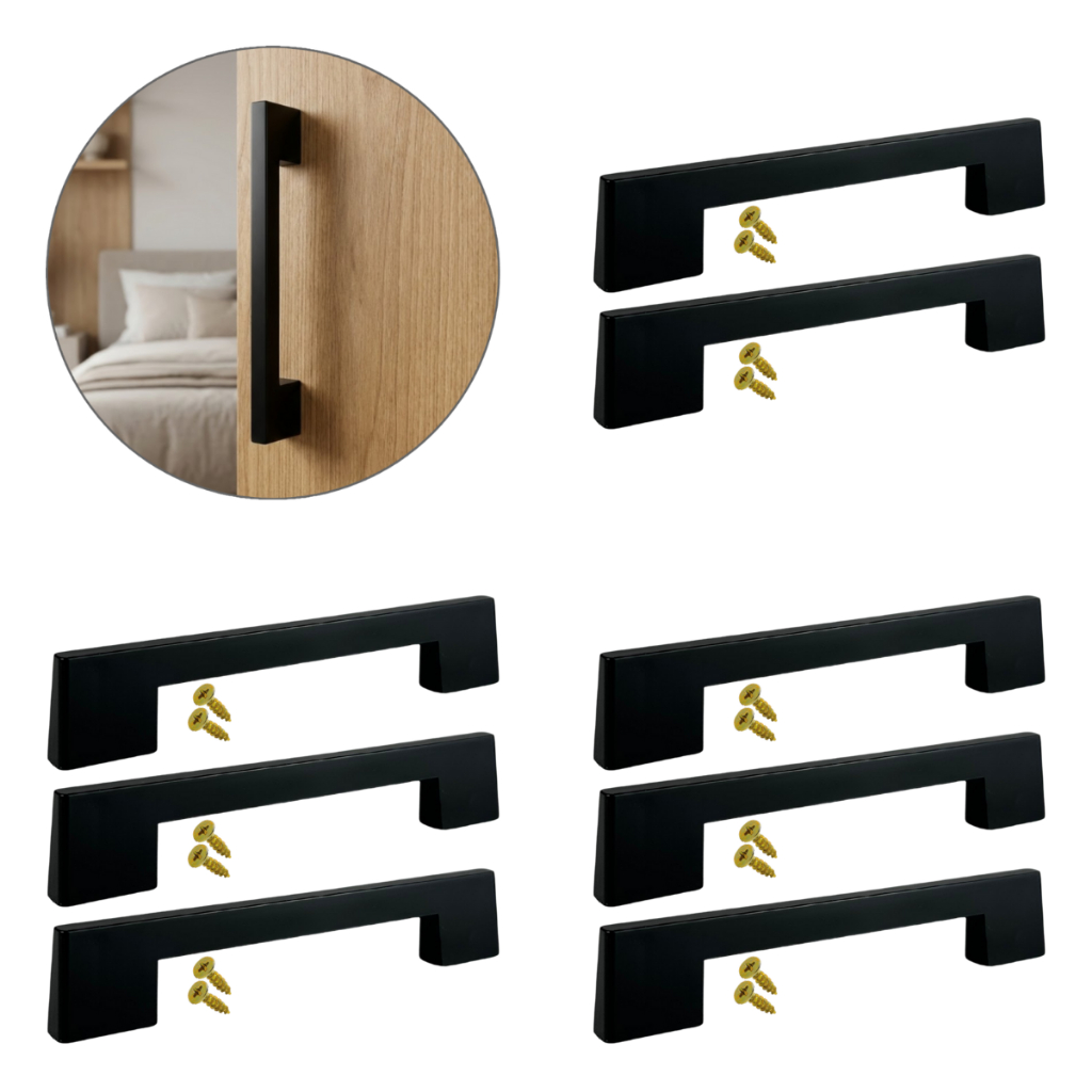 Kit 8 Puxador 128mm Móveis Gaveta Porta Armário Roupeiro - Preto - Alça / Londres em Oferta na Shopee