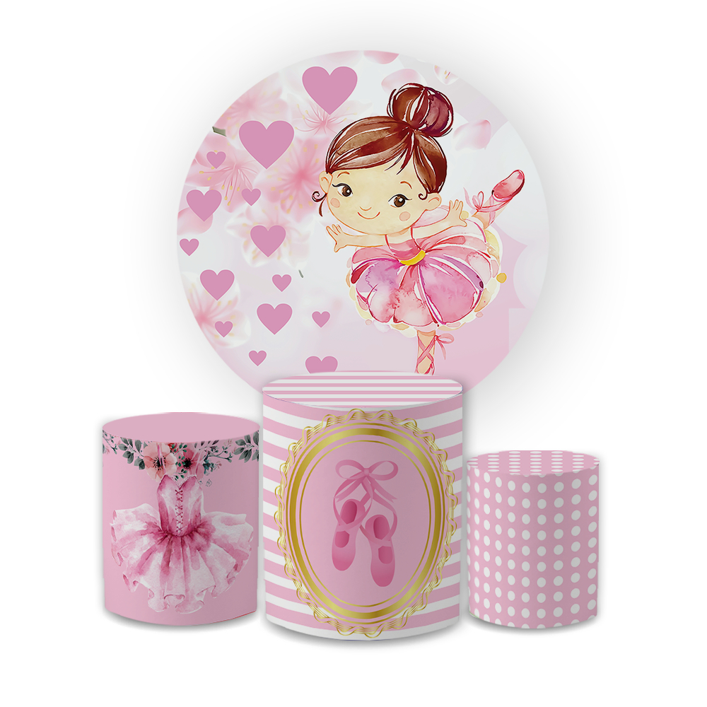 Capas Kit Painel Redondo + Trio Cilindros Bailarina Sapatinha Decoração Aniversário Infantil Oferta em Oferta na Shopee